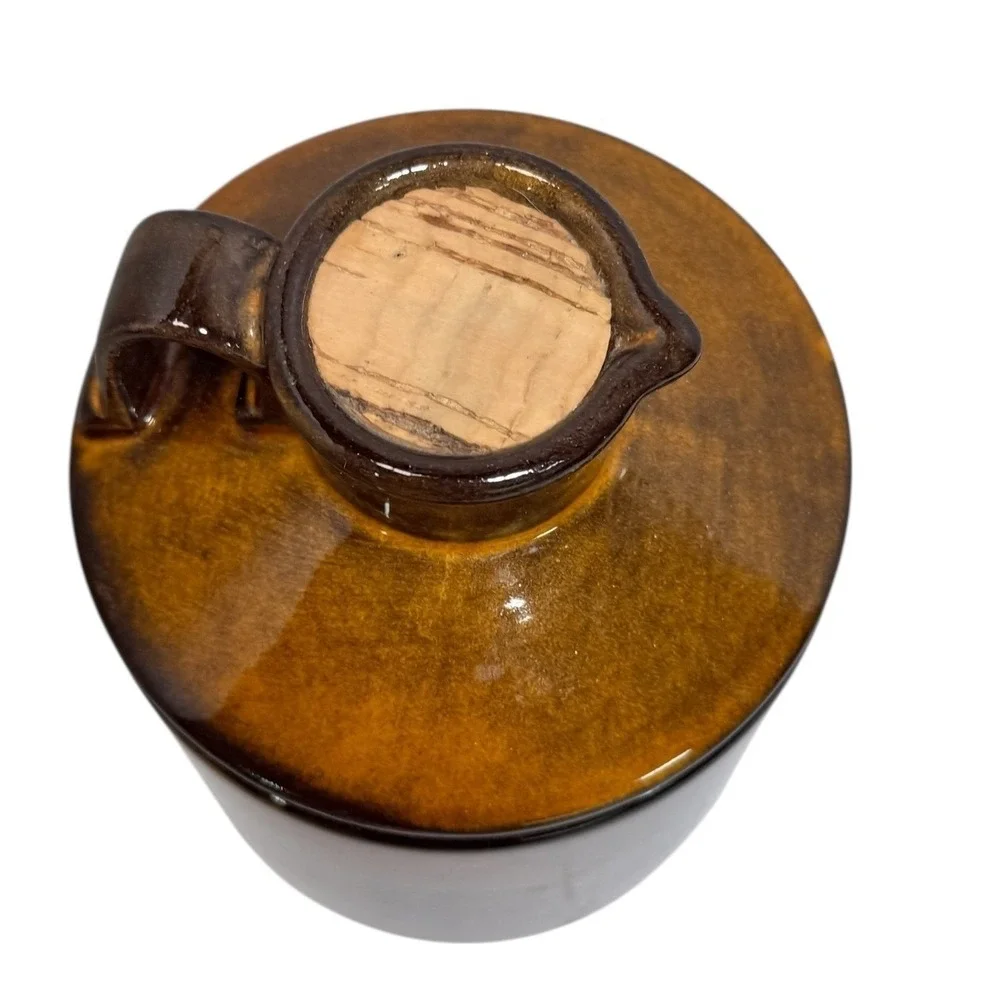 Vintage Holiday Designs Brown Glazed Ceramic TEA Canister Jug Lid USA